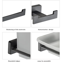 Juego de Accesorios de Baño Modernos de 6 Piezas de Aleación de Zinc Cromado, Barra para Toallas Montada en la Pared, Gancho para Bata, Portarrollos de Papel para Hotel y Hogar
