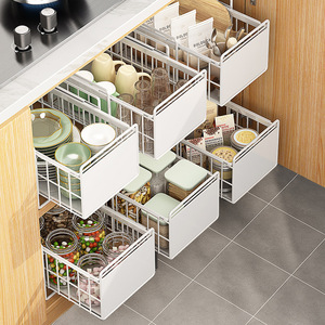 Multifunction Foldable Under Sink Organizer Sliding Storage Rack Pull Out No Drill Bolt <b>Inserting</b> Lacquer Finish <b>Shelf</b> - Product Image 4