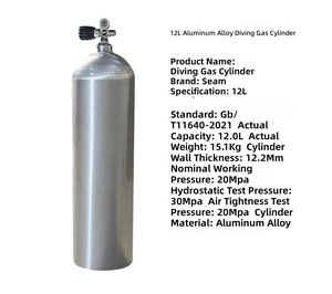 <span class=keywords><strong>Bouteille</strong></span> d'air de plongée en aluminium haute pression Haiyun 20Mpa, cylindre d'oxygène pour plongée sous-marine, certifiée CE/ISO, taille 12L - Product Image 3