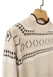 ODE/OEM Women's Viscose Polyester Blend Mock Neck Sweater, Nordic Geometric Jacquard Knit <b>Pullover</b>, Casual Winter <b>Jumper</b> - Product Image 4