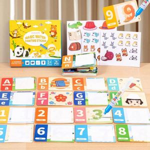 Jouets éducatifs multifonctionnels pour dessin à l'eau, 26 lettres ABC, chiffres, autocollants réutilisables, cartes d'alphabet à colorier à l'eau - Product Image 1