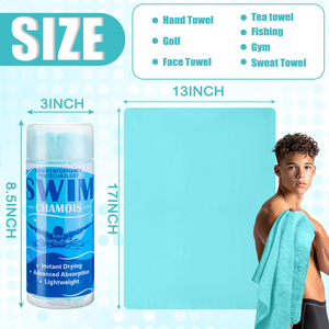 Asciugamano Assorbente ad Asciugatura Rapida, Panno in <span class=keywords><strong>Camoscio</strong></span> per Nuoto, Asciugatura Auto, Immersioni, Sport Acquatici, Spiaggia, Doccia, Piscina, Regalo per Nuotatori - Product Image 2