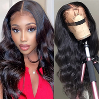 Perruque Lace Front Transparente 13x4 pour Femme, Ondulations Africaines Water Wave et Body Wave, Résistante à la Chaleur, Douce, Lisse et Volumineuse, Vente en Gros
