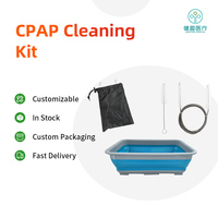 Kit de nettoyage de tube CPAP, brosse en acier inoxydable de 7 pouces + bassin pliable, 700g par ensemble, logo personnalisé disponible