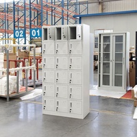 Armoire de rangement métallique robuste à 18 portes, démontable, pour écoles, gymnases, salles de personnel, bureaux, avec serrure à clé