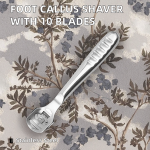 Râpe à pieds en acier inoxydable à 10 lames avec manche long en plastique, rasoir anti-callosités pour talons et peaux dures, outil de pédicure pour mains et pieds - Product Image 2