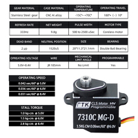 PTK 7310 MG-D Micro Servo de Contrôle à Distance DIY pour Voiture de Drift TRX4, Pièces Engrenage Métallique pour Voiture Mosquito