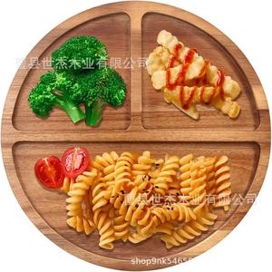 Shijie Wooden Serving <b>Tray</b> Round Solid Wood Fruit Plate With Compartments For <b>Snacks</b> And Desserts - Product Image 5