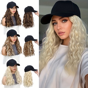 Parrucca Sintetica Nera Lunga Ondulata con Extension e Cappello da Baseball Regolabile per Donne - Product Image 2