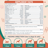 Multivitamin OEM Soft Chews untuk Anjing - Protein Tinggi, Pencernaan Sensitif, Kesehatan Sendi (Glukosamin/MSM), Dukungan Imunitas, Kulit & Bulu