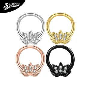 Superstar Custom 316L Stainless Steel Crown With Zirconia Piercing Jewelry Hinged Segment Clickers Segment Ring Septum