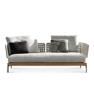 Custom Teak Wood Outdoor Patio <b>Sofa</b> Set, Waterproof Sunproof <b>Rattan</b> Wicker Garden Furniture Lounge <b>Sofa</b> with Coffee Table - Product Image 5