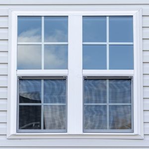 Trượt dọc nhôm trắng kim loại trang trí nhà cửa sổ kính hai lớp đơn Treo đôi cửa sổ treo đôi - Product Image 1