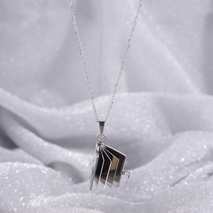 Porte-clés personnalisé en forme de livre en acier inoxydable, avec message <span class=keywords><strong>texte</strong></span> personnalisé, lettre d'amour, ouverture et fermeture, pour collier - Product Image 6