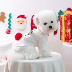 Giáng sinh lớn Mũi Đỏ nai sừng tấm trắng ngắn chó trang phục dễ thương chó mèo quần áo 2025 mùa thu mùa đông sang trọng vật nuôi phụ kiện quần áo - Product Image 3