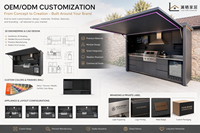 Dapur Luar Ruangan Modular Baja Tahan Karat Berkualitas Tinggi Terintegrasi dengan Panggangan BBQ, Pergola Tahan Air dan Angin, Desain Modern