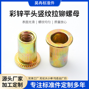 Tuerca Remachable Vertical de Cabeza Plana Haoran M3 M4 M5 M6 M8 M10 M12 18mm, Acero Q235, Zincado de Color - Product Image 3