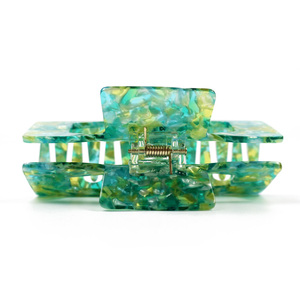 CANYUAN 10,2 cm Pince à <span class=keywords><strong>cheveux</strong></span> rectangulaire découpée en acétate de style euro-américain, personnalisée, de haute qualité, grande taille, accessoire capillaire - Product Image 3