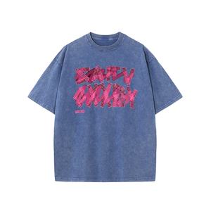 T-shirts en coton rétro lavé à l'acide de haute qualité pour hommes et femmes Street Heavyweight surdimensionné à manches courtes pour la vente en gros - Product Image 5