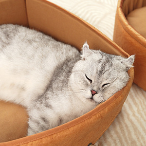 Leather Pet Nest Cat <b>Bed</b> Rectangle <b>Comfortable</b> Polyester Fiber Fill Hand Wash Cat Supplies - Product Image 2