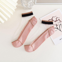 Chaussettes en Soie Élastiquée de Haute Qualité, en Coton, à Motif Côtelé, Chaussettes d'Été pour Femmes, Chaussettes en Dentelle