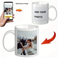 Mug en céramique avec intérieur coloré, personnalisable avec logo/photo, idéal pour la rentrée scolaire, cadeau publicitaire