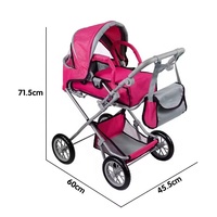 Nouveau design poussette mini en plastique ABS pour poupée, sac à dos scolaire avec berceau de transport, sac de transport gratuit, grand accessoire de poussette combinée
