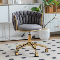 Chaise de bureau en tissu au design moderne et luxueux K Light, avec clous dorés, tabouret de coiffeuse pour chambre à coucher, chaise d'ordinateur pour la maison, chaise de coiffeuse pour table de maquillage