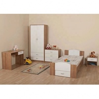 20KAD040 lit en bois blanc pour enfants, ensemble de meubles de chambre à coucher Design Simple pour enfants, meubles de chambre à coucher taille unique pour enfants, 5 pièces
