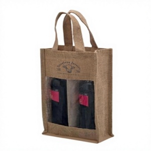 Eco Friendly Jute Medium Wine <b>Bottle</b> <b>Bag</b> Handmade Reusable Custom Logo Rope Drawstring Closure Supermarket Use Gift Packaging - Product Image 1