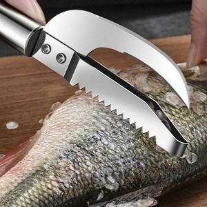 1 pièce Couteau à écailles de poisson 3-en-1 en acier inoxydable, outil de découpe, de raclage et de dégraissage, éplucheur à dents de scie et outil de désossage et de filetage - Product Image 1