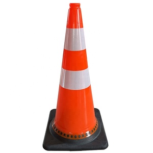 Cono de Seguridad de Tráfico de PVC naranja reflectante de 75cm/30 \ "con base ponderada negra, producto de advertencia de carretera y cuello de estacionamiento - Product Image 1