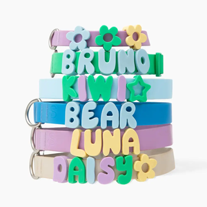 DIY-set met eigen kleuren voor siliconen hondenhalsbanden met 26 letters en 4 bedels, geschikt voor <span class=keywords><strong>3</strong></span>/4 <span class=keywords><strong>inch</strong></span> en 1 <span class=keywords><strong>inch</strong></span> banden - Product Image 2