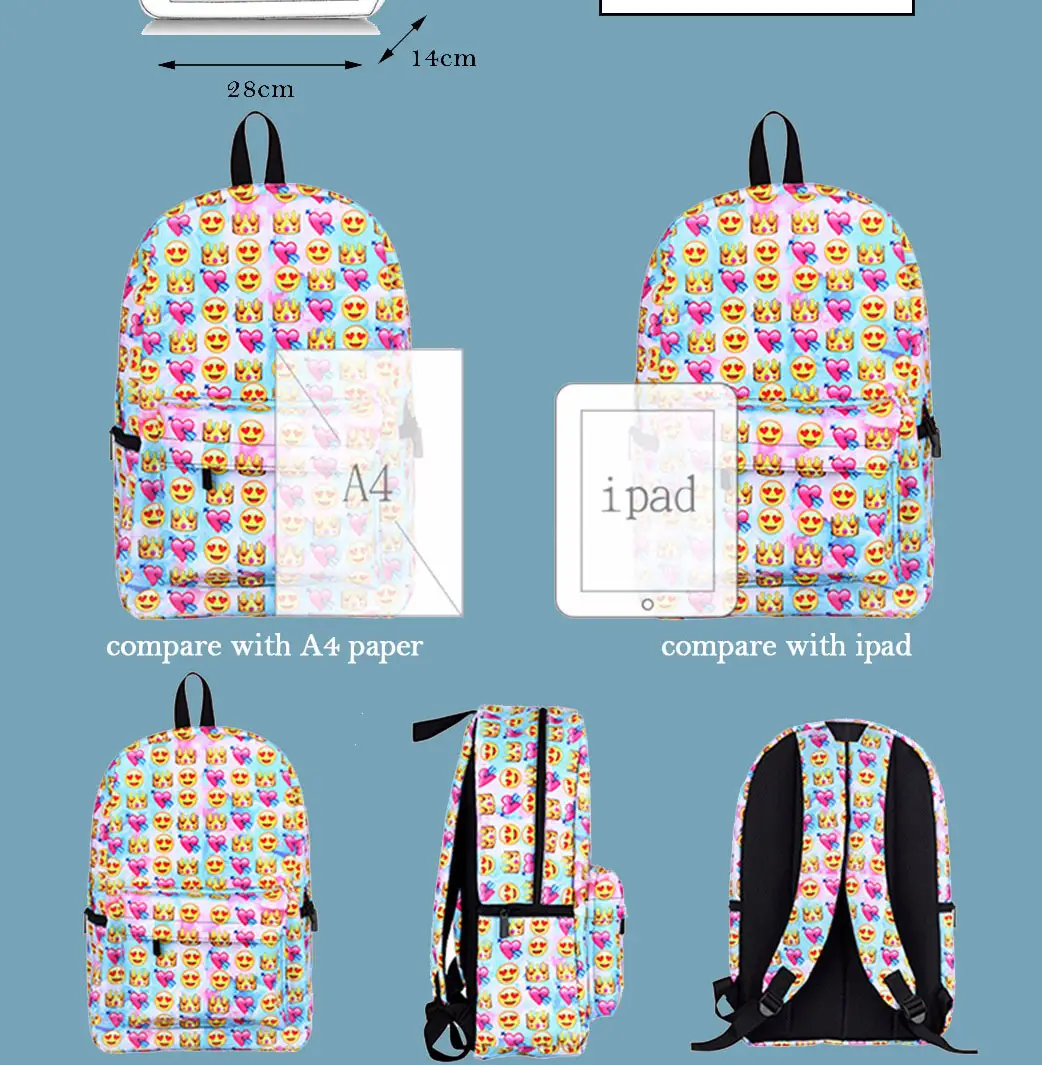 Free Sample Big Sublimation 3d Print Back Pack Full All Over Printed Book Bags Custom Backpack With Logo