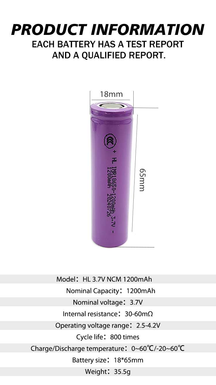 18650 1200mah 3.7V Battery - High Performance for Toys & Flashlights