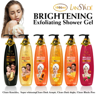 Gel Douche Exfoliant Éclaircissant Bio à la Vitamine C et à l'Acide Kojique, Extrait de Fruits, Lavant Corporel Blanchissant pour Peaux Sensibles