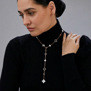 Collier en diamant Lariat Cascading Bunchberry 0,79 ct, diamant naturel couleur G-H, clarté VS, or massif 14 carats, bijoux faits à la main - Product Image 1