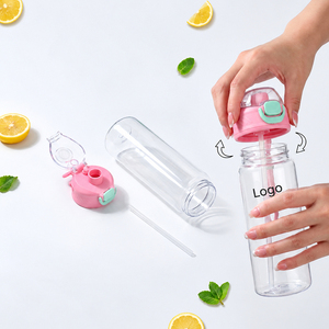 Bouteille d'eau en plastique portable de 600 ml avec paille, résistante à la chaleur, élégante, grande capacité, pour étudiants (unisexe) - Product Image 4