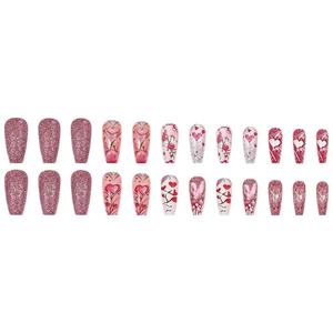 24 <span class=keywords><strong>Uñas</strong></span> Postizas Acrílicas Pre-diseñadas, Estilo Ballet, Medianas, Brillantes, en Forma <span class=keywords><strong>de</strong></span> Almendra, Estilo Europeo/Americano - Product Image 4
