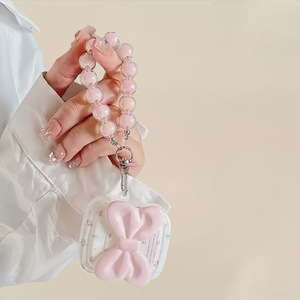 Funda protectora para auriculares AirPods de 4.ª generación, lazo rosa con cordón rosa - Product Image 5