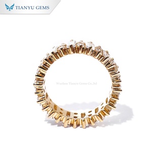 Tianyu Gems Custom 14K Baguette & Round Moissanite Eternity Band Solid Yellow Gold Full Eternity Women Wedding Stack <b>Ring</b> - Product Image 3