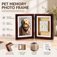 Cadre photo commémoratif personnalisé en bois MDF à double charnière avec empreinte de patte de chien en argile, souvenir pour animal de compagnie