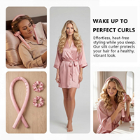 En gros Bandeau boucleur sans chaleur en soie de mûrier pour femmes, pour boucles de nuit, kit de coiffage pour ondulations douces avec chouchous