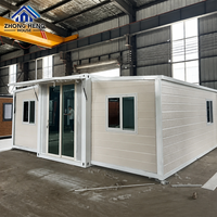 Casa Modular Prefabricada Moderna de Doble Ala, Casa Pequeña con Puerta Plegable de Vidrio, Estudio para Huéspedes en Jardín o Patio Trasero, Casa Contenedor Expandible de Acero