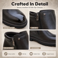 Bottes à lacets latéraux en cuir de veau pour homme, chaussures à enfiler légères à semelle en mousse, style décontracté chic, pour affaires et tenues habillées, vente au détail
