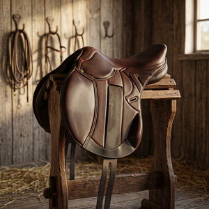 Selle anglaise polyvalente pour l'équitation et le saut d'obstacles, en cuir véritable souple et durable, origine Inde, marque Barkat Overseas - Product Image 3