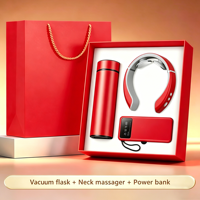 Coffret Cadeau d'Affaires Élégant 3-en-1 : Masseur Cervical, Bouteille Isotherme et Support Téléphone avec Power Bank – Idéal pour la Promotion d'Entreprise