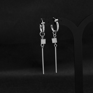 Boucles d'oreilles pendantes géométriques minimalistes personnalisées, style punk, plaqué argent, unisexe, bijoux tendance, vente en gros - Product Image 3