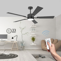 Ventilateur de plafond contemporain de 52 pouces avec 5 pales, LED à intensité variable, moteur DC silencieux à 6 vitesses et télécommande intelligente pour salon