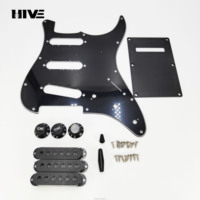 HIVE ST Electric Guitar SSS Pickguard Set Backplate Pickup Cover Switch Cap Complete Plastic Parts Replacement Kit with Screws